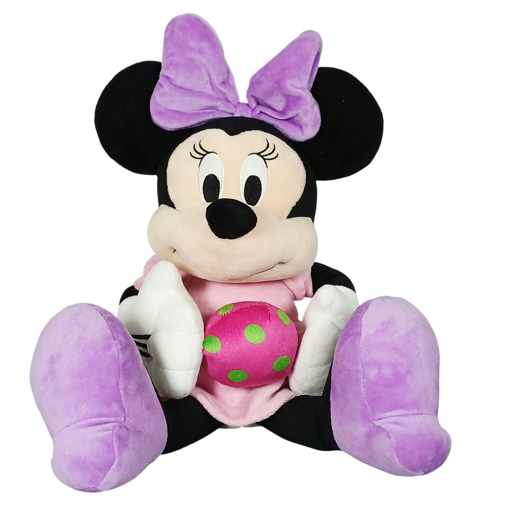 Disney Baby Plush Minnie Mouse Kawaii Polka Dot Ball Pink Purple Black 19 Inch